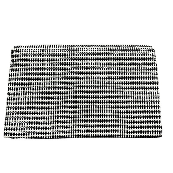 Stella & Dot Black White Crosshatch Woven Clutch 11" x 7" Magnetic Closure Purse - Picture 2 of 8